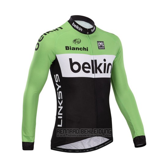 2014 Fahrradbekleidung Belkin Grun und Shwarz Trikot Langarm und Tragerhose - zum Schließen ins Bild klicken